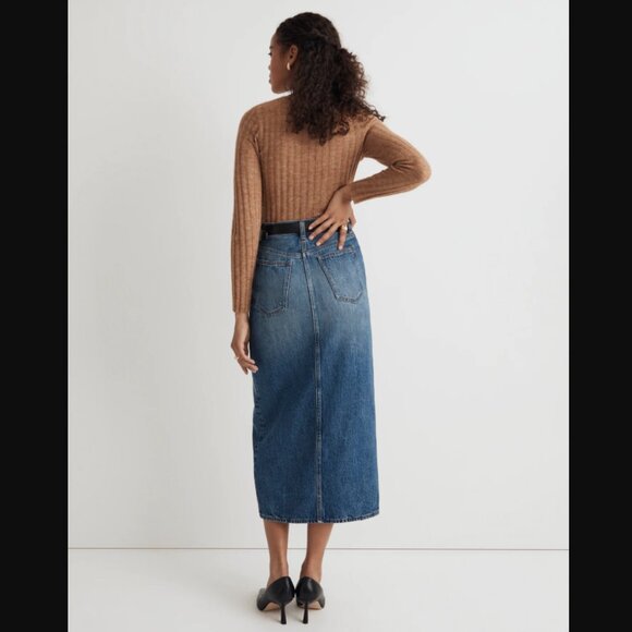 Madewell Denim Mid-Rise Maxi Skirt in Pratt Wash Retro 90's Inspired Size 32 - Picture 15 of 16